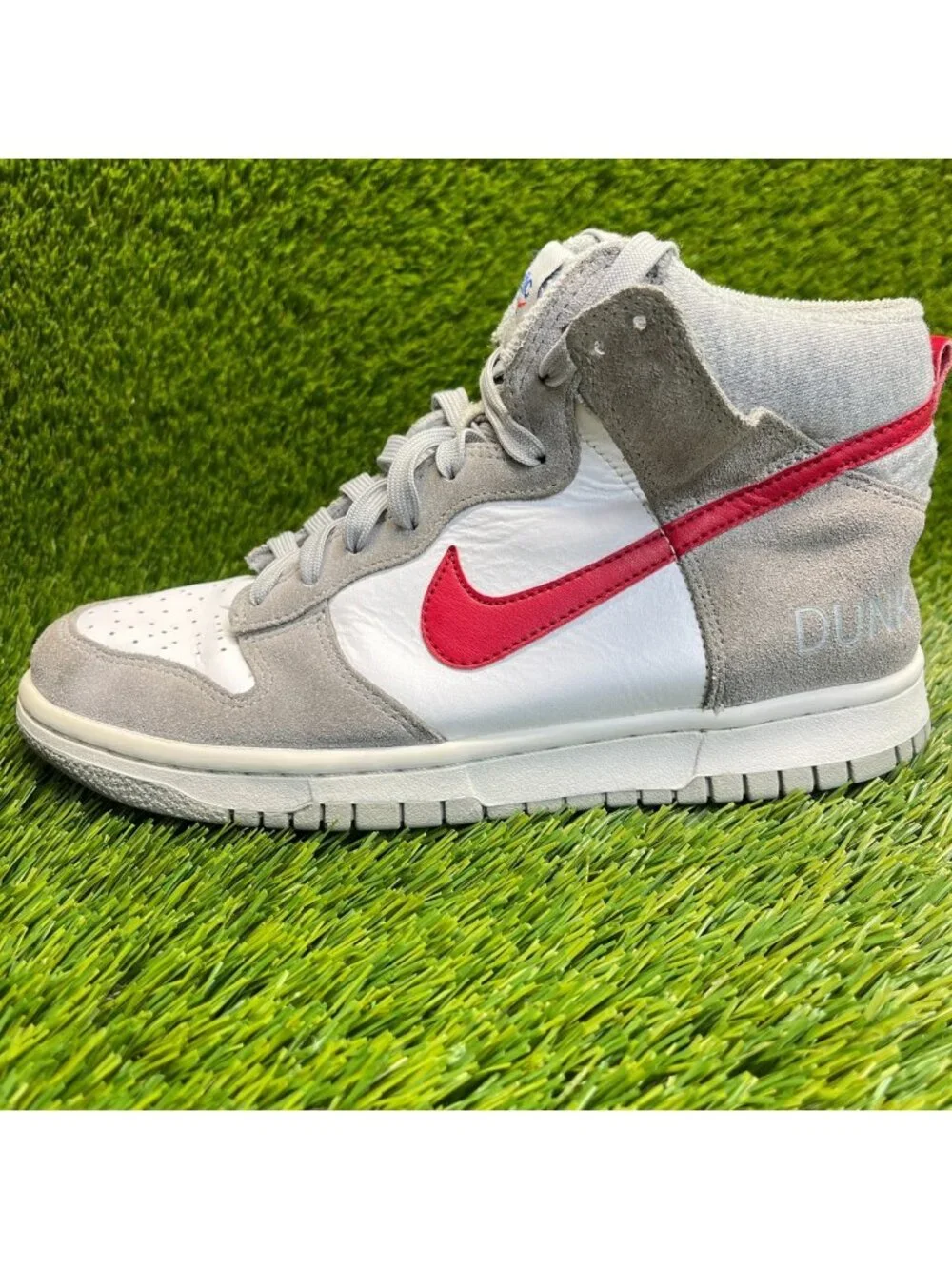 Nike Dunk High Athletic Club Boys Size 6Y Gray White Red Athletic Shoes Sneakers